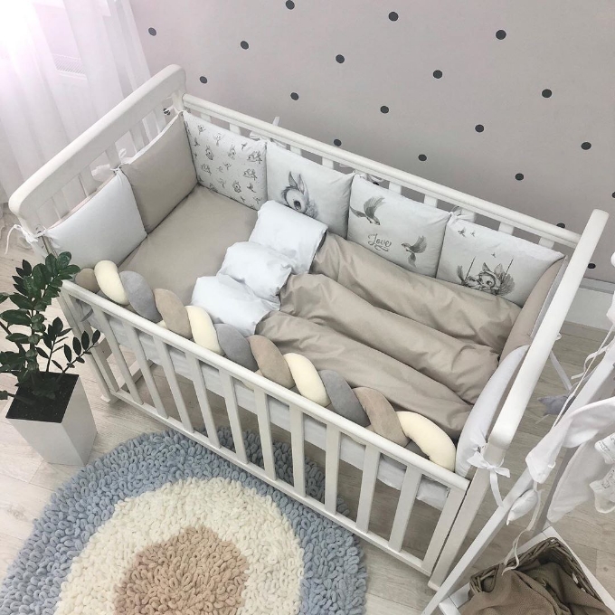 lenjerie patut bebe crem